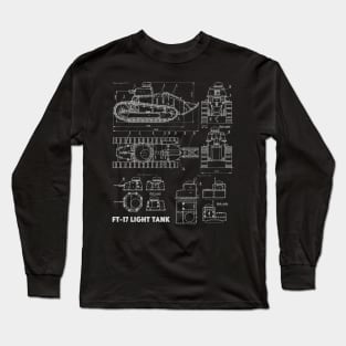 FT-17 Light Tank - WW1 Blueprint Long Sleeve T-Shirt